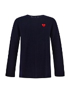 Comme Des Garçons Play Embroidered Heart Knit Sweater