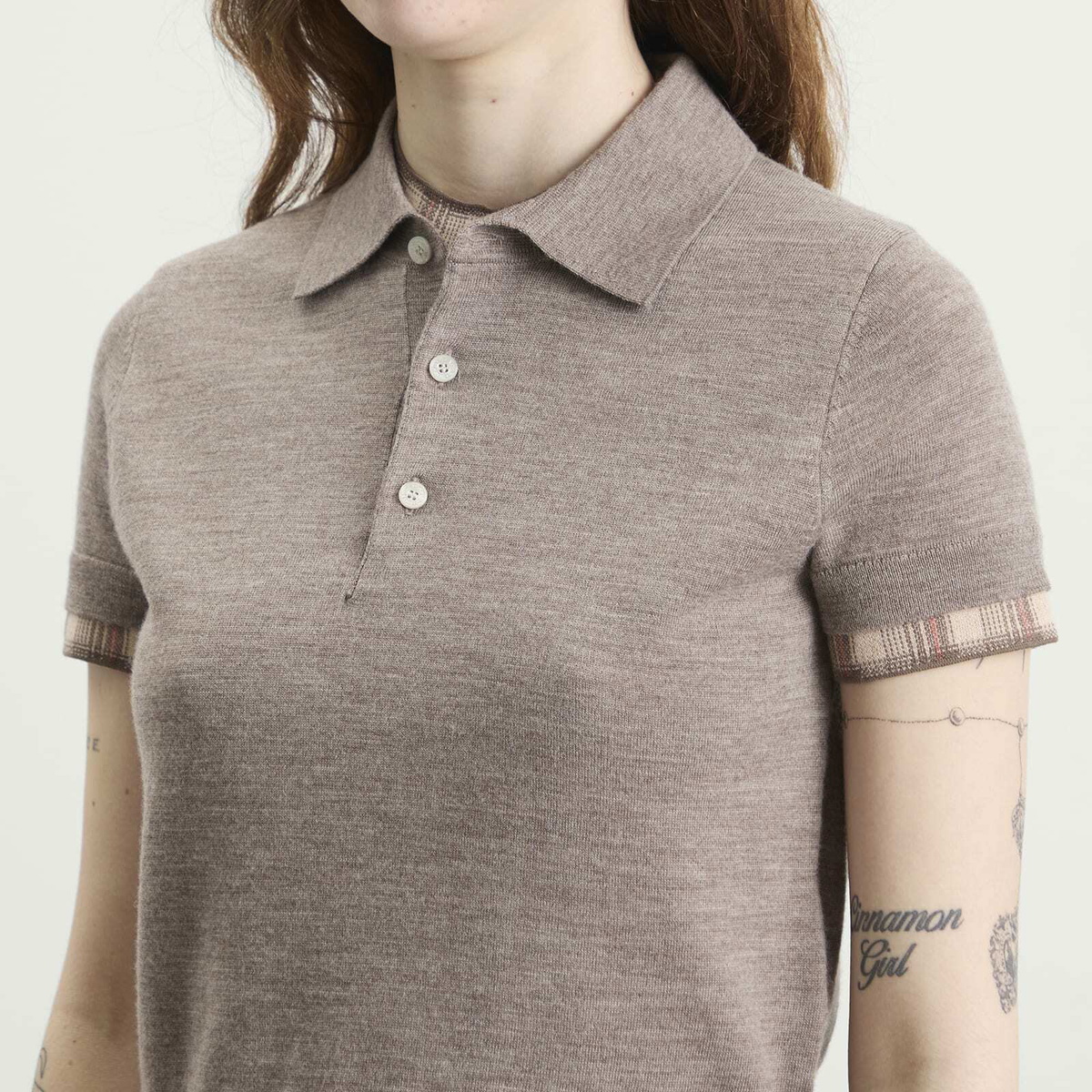 Acne Studios Women's Kalissa Double Archetypes Polo in Light Brown Melange