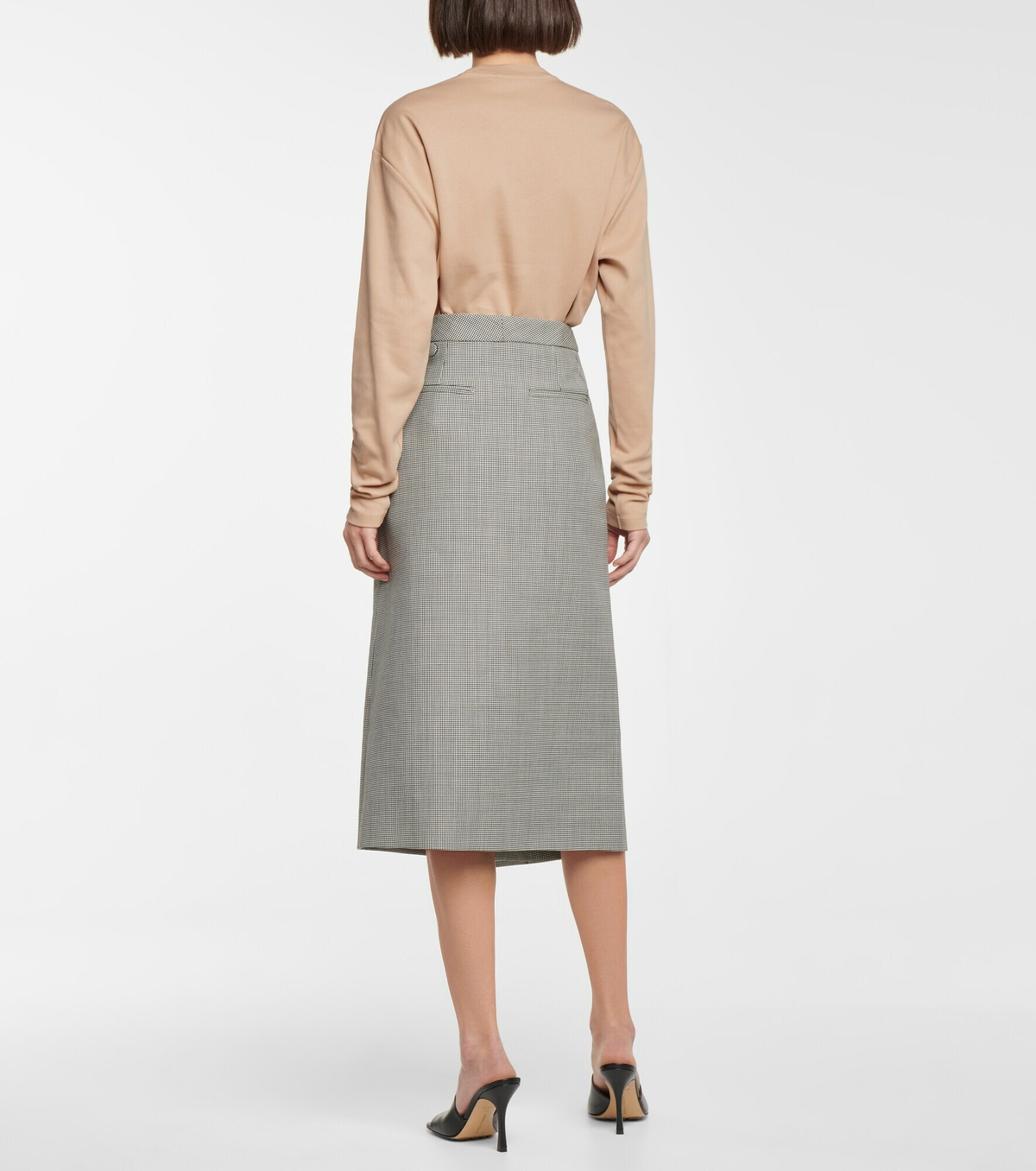 Wardrobe.NYC - Houndstooth wool midi skirt WARDROBE.NYC