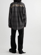 Mastermind World - Logo-Embroidered Checked Cotton-Flannel Jacquard Shirt - Gray