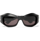 Bottega Veneta - Mask D-Frame Rubber and Acetate Sunglasses - Black