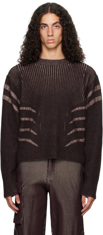 Photo: Charlie Constantinou Brown Mohair & Wool Blend Plated Sweater
