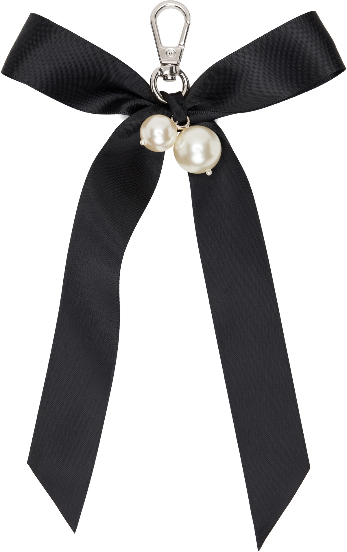 Simone Rocha Black Bow & Faux-Pearl Bag Charm Keychain