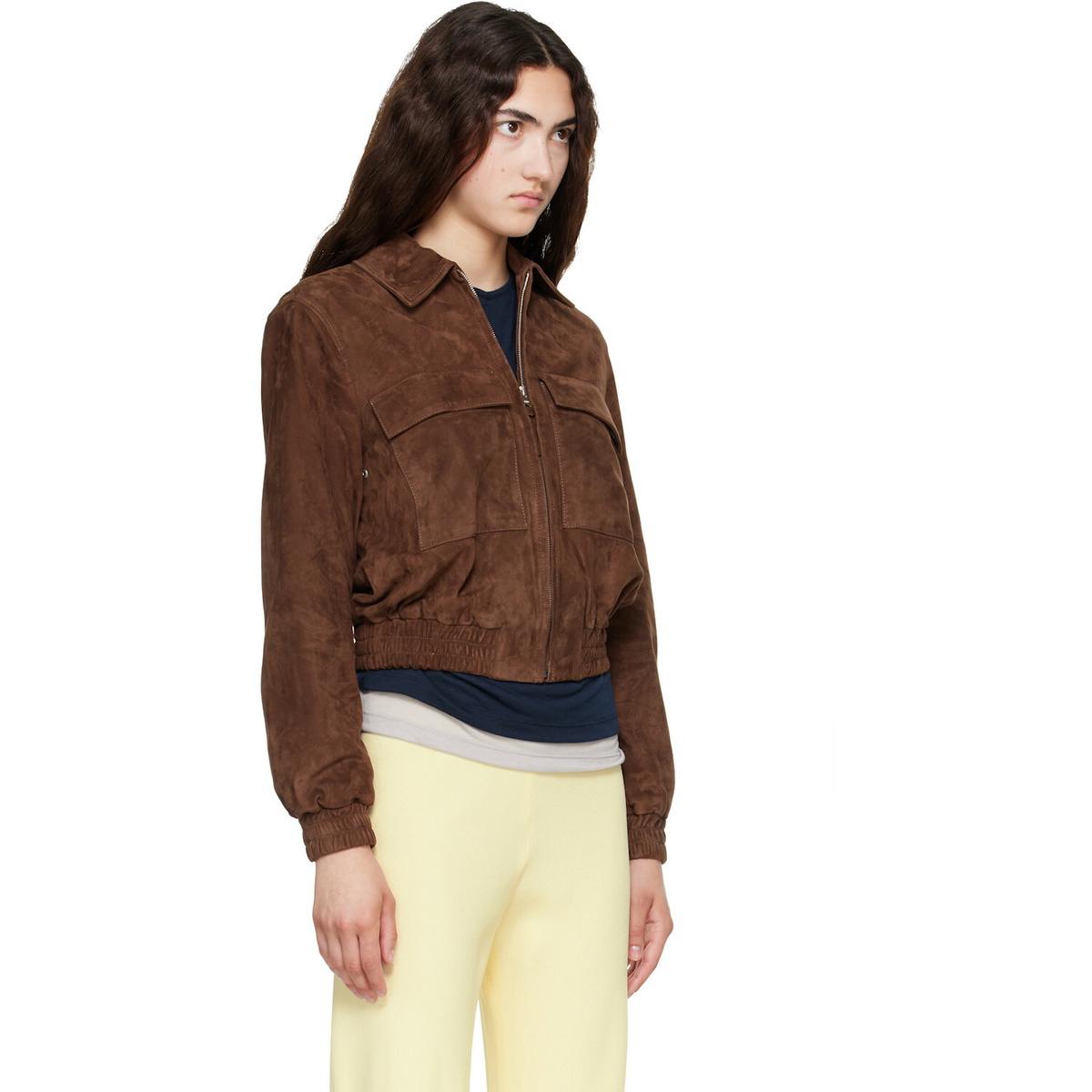 MACKAGE Brown Senka-SU Patch Pocket Suede Jacket
