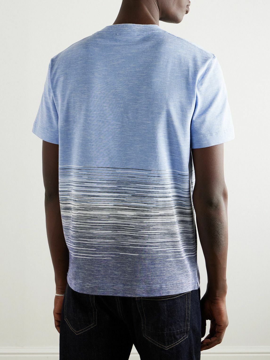 Missoni - Space-Dyed Cotton and Linen-Blend Piqué T-Shirt - Blue