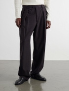 Kaptain Sunshine - Straight-Leg Pleated Wool Trousers - Brown