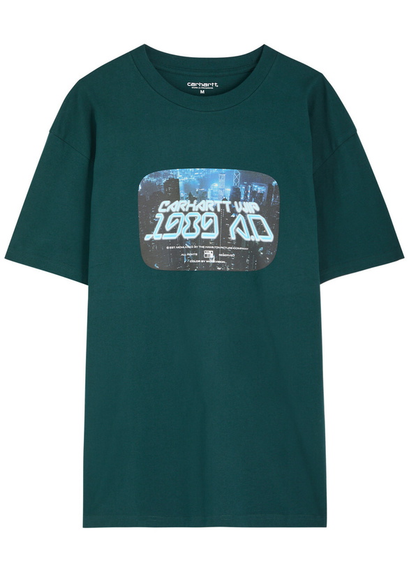 Photo: Carhartt Wip Flicks Printed Cotton T-shirt Green
