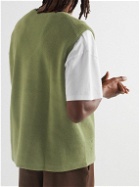 Ninety Percent - Logo-Embroidered Brushed Organic Cotton-Terry Vest - Green