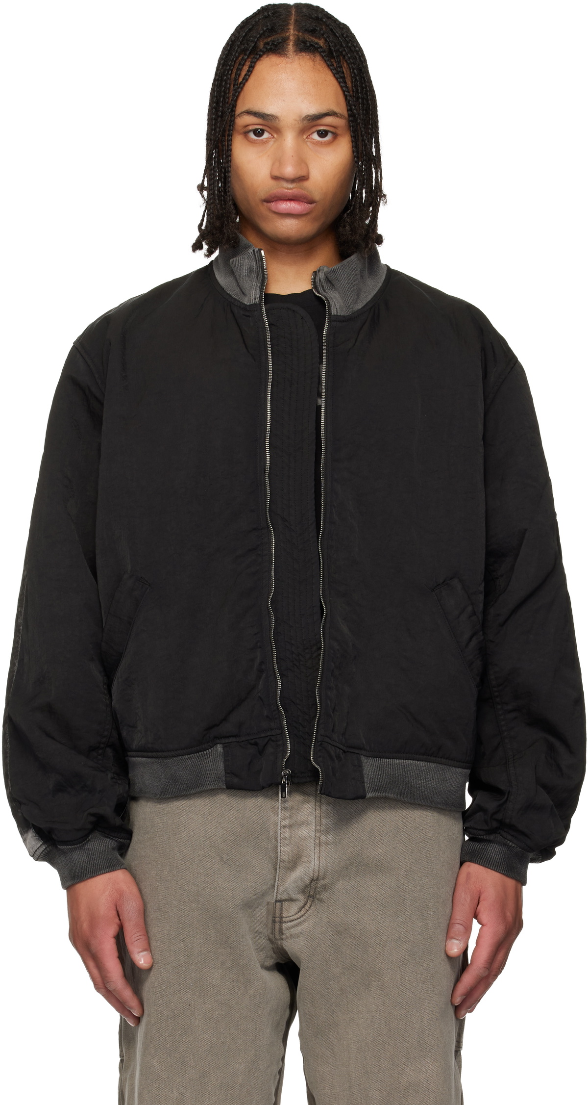 ALEXANDER DIGENOVA Gray Cutout Bomber Jacket Alexander Digenova
