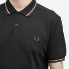 Fred Perry Men's Twin Tipped Polo Shirt in Black/Warm Grey/Brick