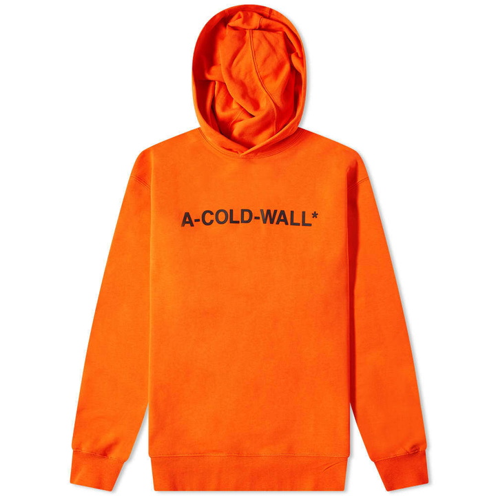 Photo: A-COLD-WALL* Men's Essential Logo Popover Hoody in Bright Orange