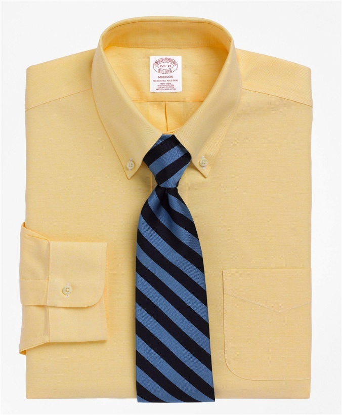 Photo: Brooks Brothers Men's Cool Madison Relaxed-Fit Dress Shirt, Non-Iron Button-Down Collar | Yellow