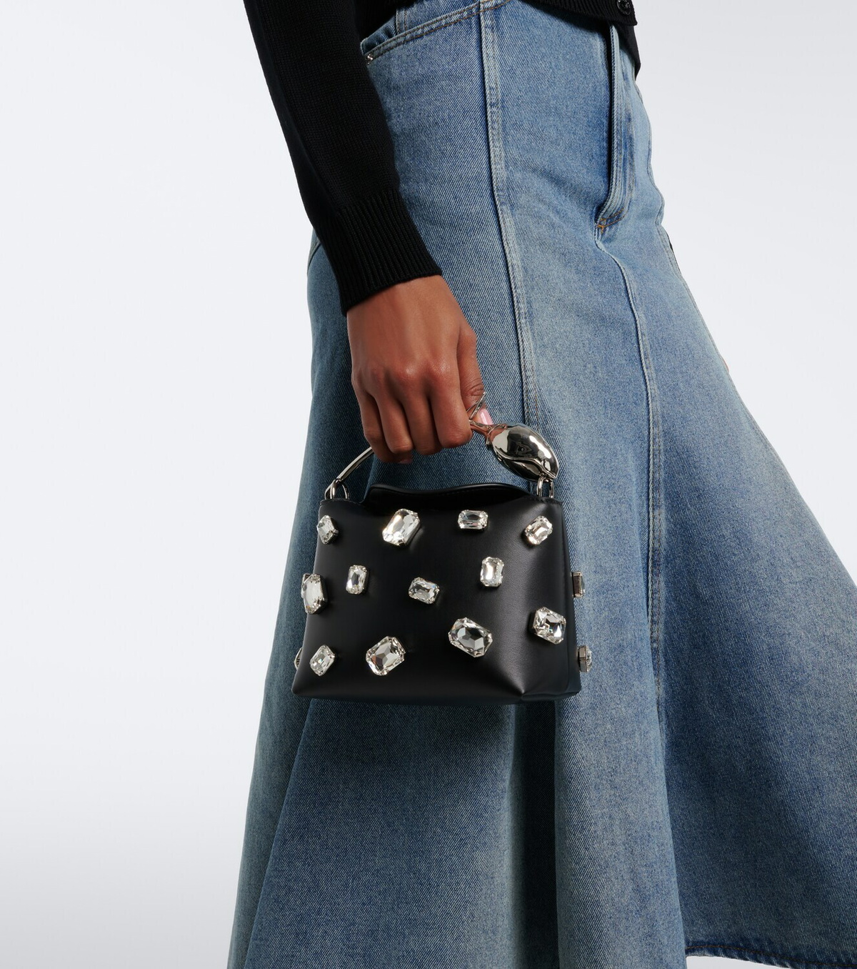 Erdem Bloom Mini embellished leather top-handle bag