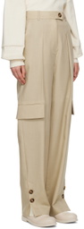 J KOO Beige Pleated Trousers