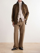 N.PEAL - Knightsbridge Herringbone Cashmere Zip-Up Cardigan - Neutrals