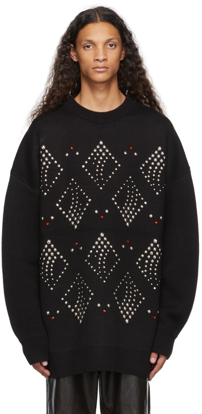 Photo: We11done Black Hotfix Iron On Oversized Sweater