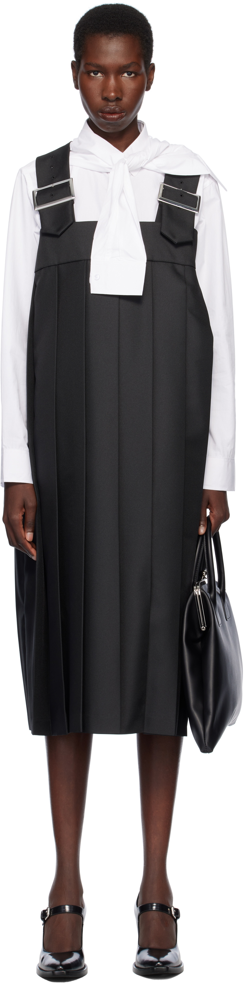 Comme des Garçons Comme des Garçons Black Polyester Gabardine Midi Dress