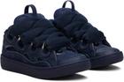 Lanvin Navy Leather Curb Sneakers
