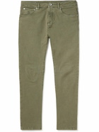 Brunello Cucinelli - Tapered Garment-Dyed Stretch-Cotton Trousers - Green