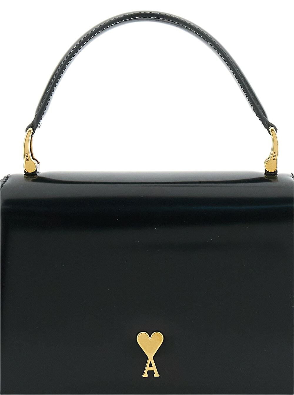 Ami Alexandre Mattiussi Black Handbag With Adc Patch On The Front And Adjustable And Removable Shoulder Strap In Leather Woman