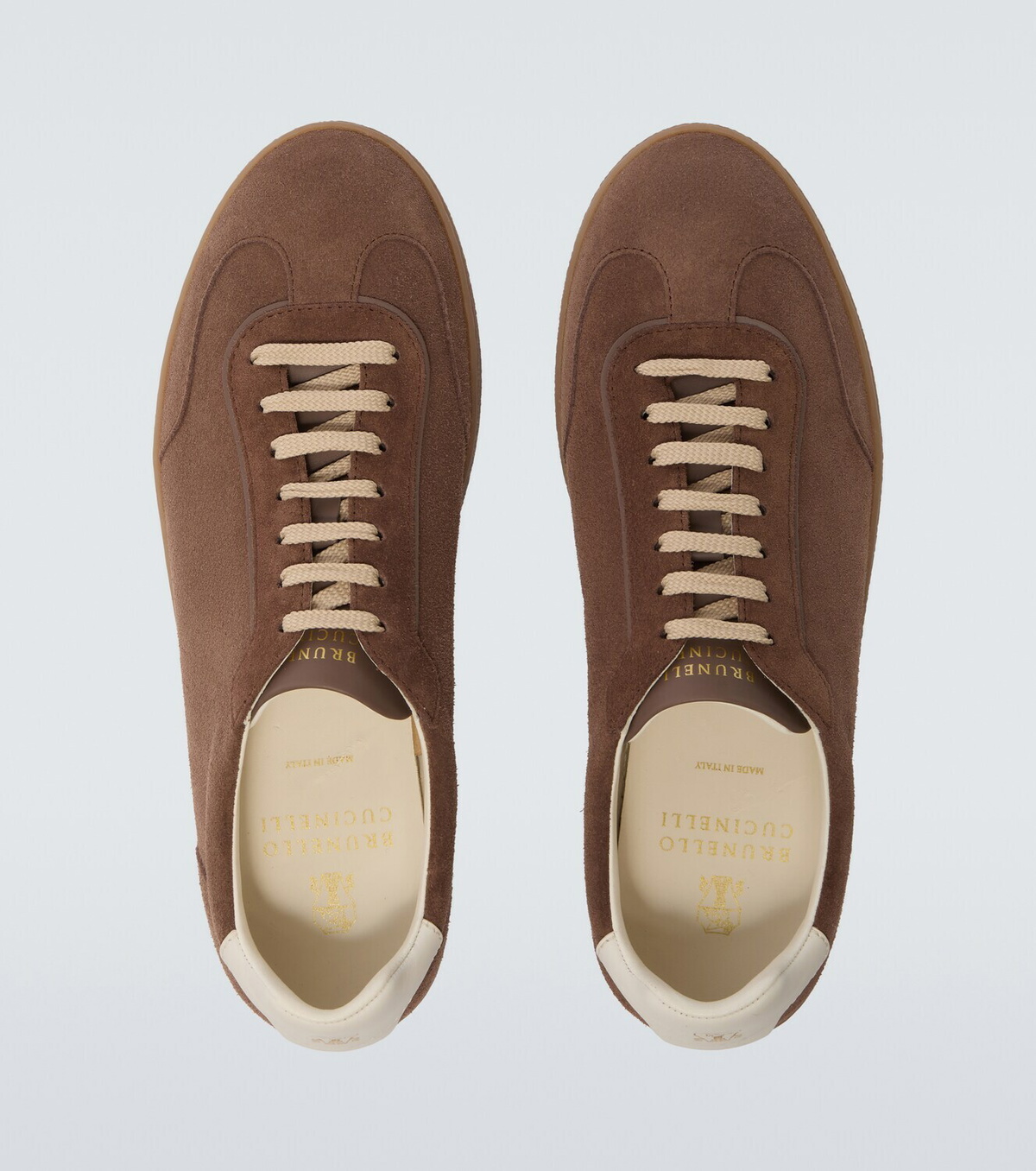 Brunello Cucinelli Leather-trimmed suede sneakers