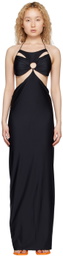 FAL-ASH Black Open Back Maxi Dress