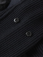 Stone Island - Panelled Nylon Metal and Ribbed Virgin Wool Hooded Jacket - Blue
