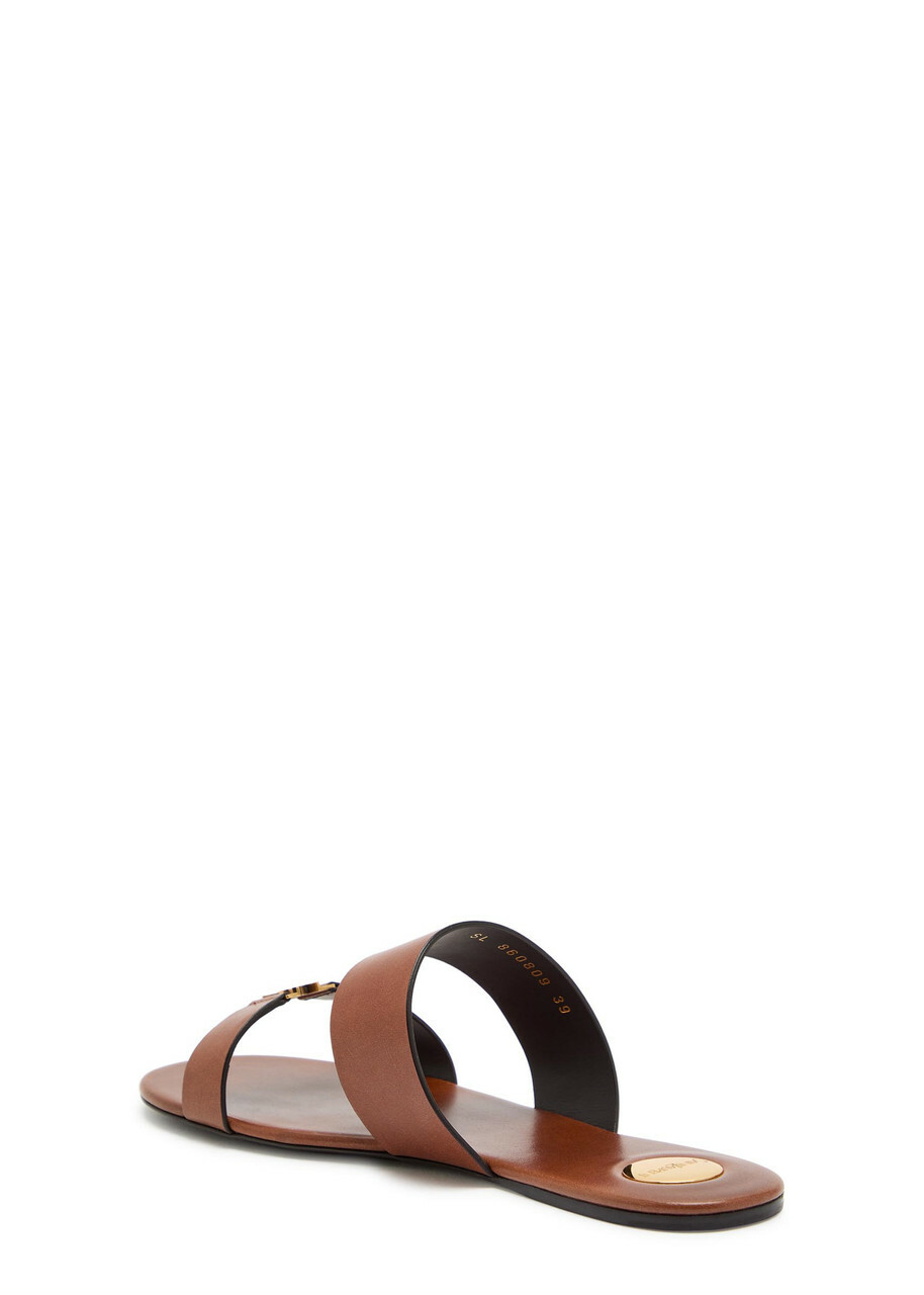 Saint Laurent Babylone Leather Sandals Brown