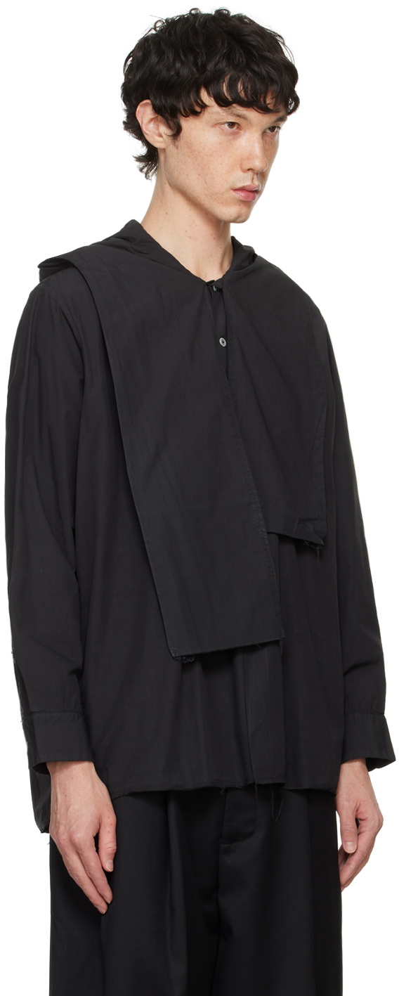 Camiel Fortgens Black Hooded Scarf Shirt Camiel Fortgens