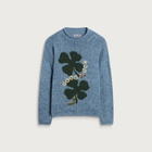 Story mfg. Men's Hand Knit Twinsun Roll Neck in Twisted Indigo Luck
