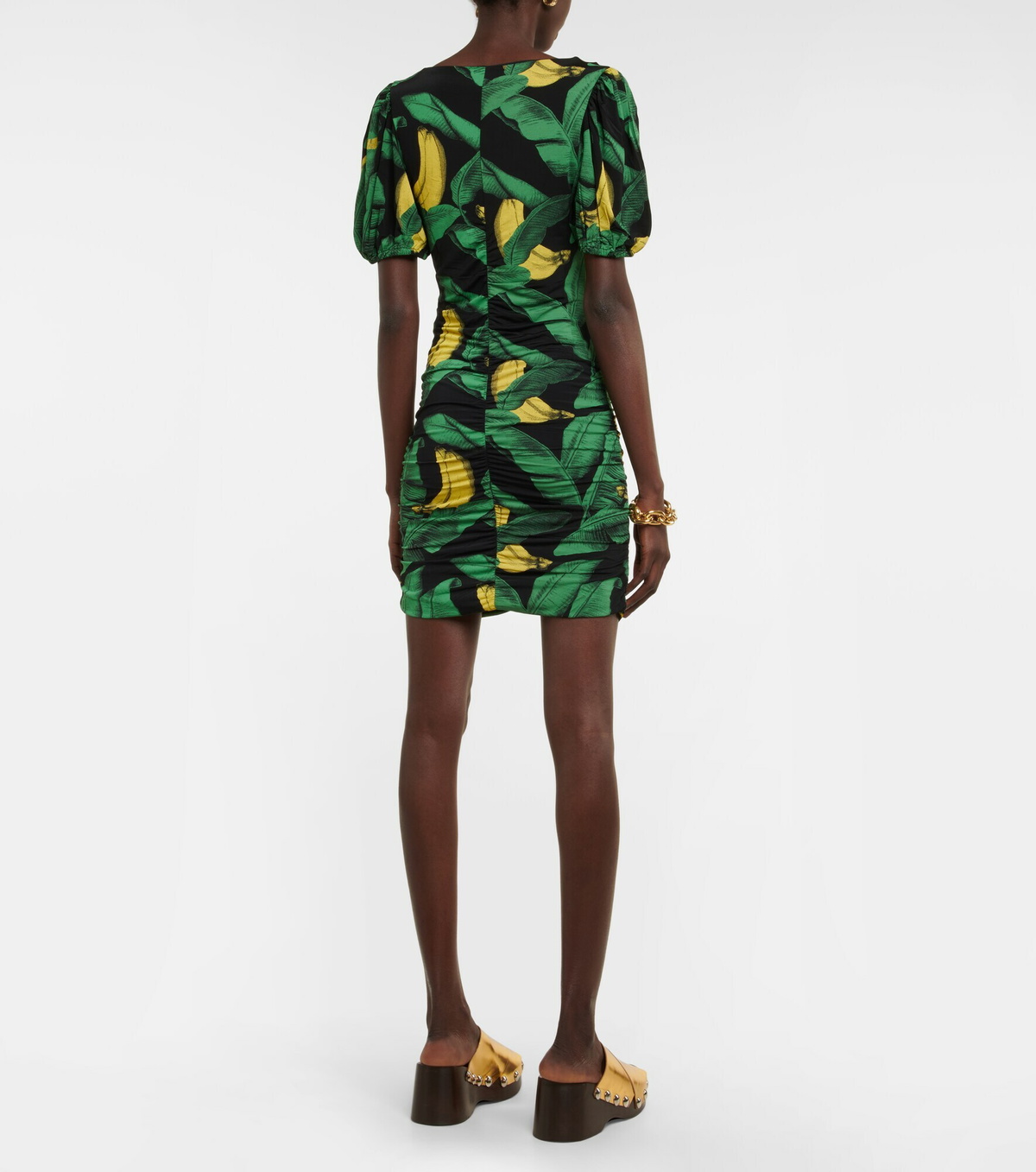 Ganni - Printed ruched mini dress GANNI