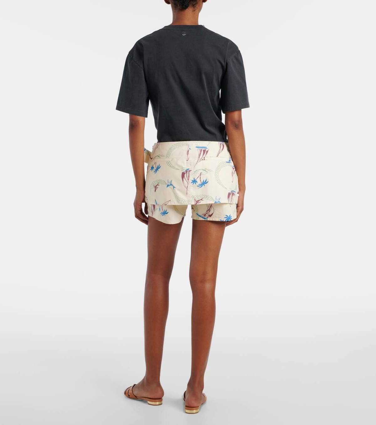 Rabanne Layered printed cotton shorts