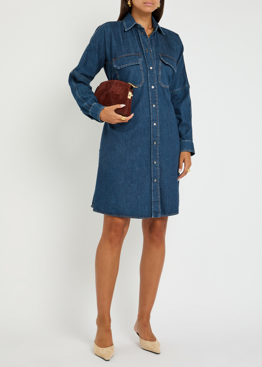 Weekend Max Mara Balenio Denim Mini Shirt Dress Navy