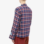 Jungles Jungles Men's Flannel Minimal Workwear Shirt Jacket in Red/Blue