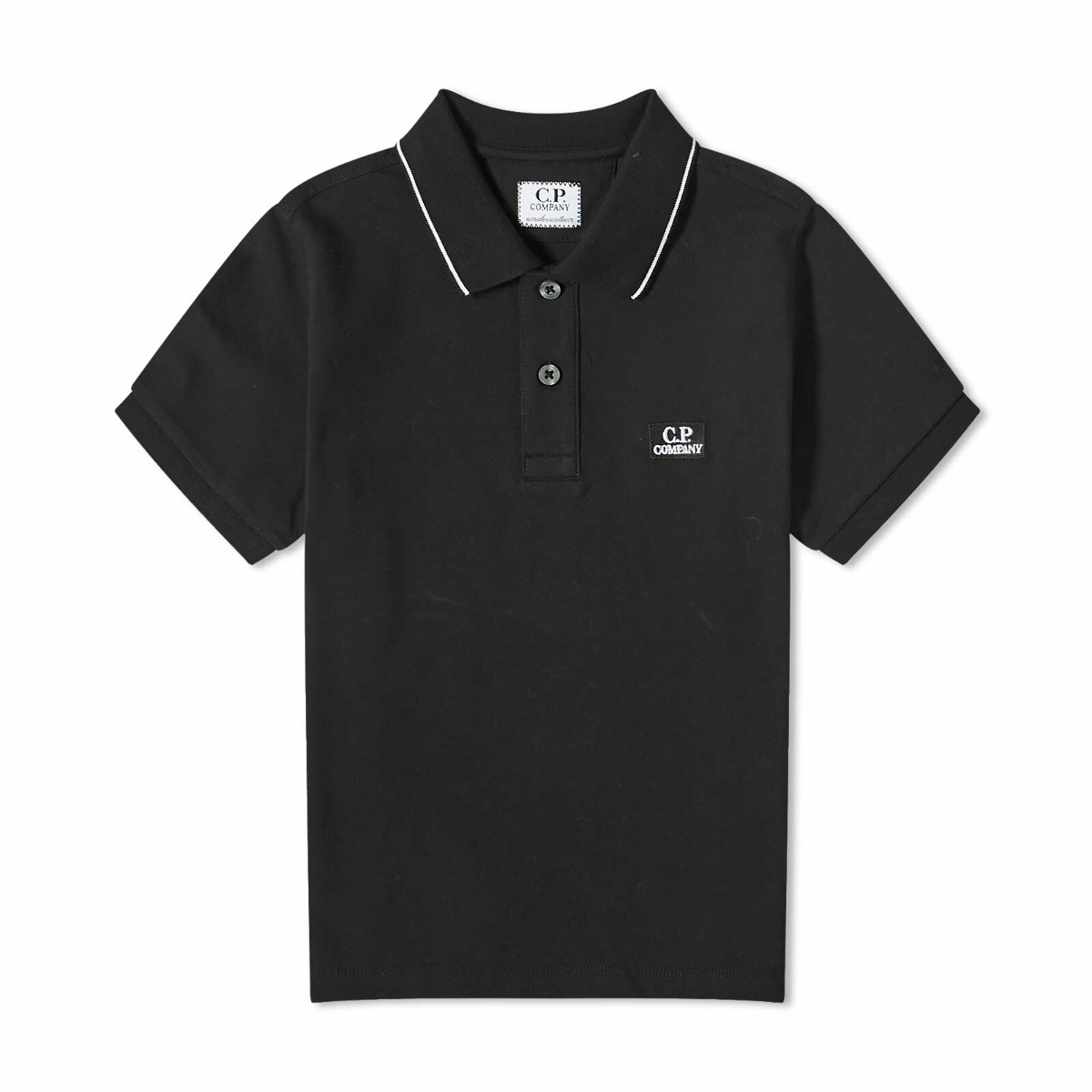 Photo: C.P. Company Undersixteen Men's Patch Logo Polo Shirt in Black