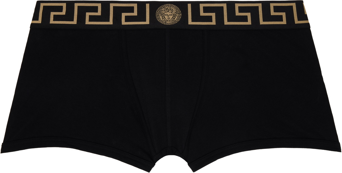 Versace Underwear Two-Pack Black & Gray Greca Border Boxer Briefs