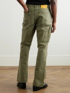 Gallery Dept. - Flared Distressed Cotton-Canvas Cargo Trousers - Green