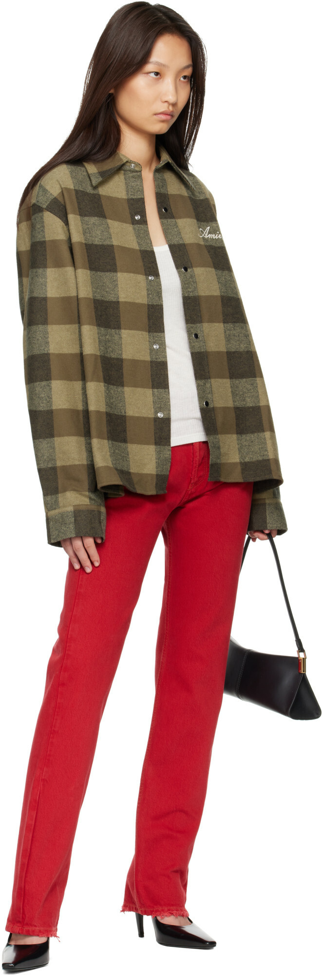 AMIRI Green Oversized Heavy Flannel Shirt