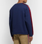Gucci - Logo-Appliquéd Satin Twill-Trimmed Loopback Cotton-Jersey Sweatshirt - Blue