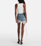 Blumarine Lace-trimmed denim miniskirt