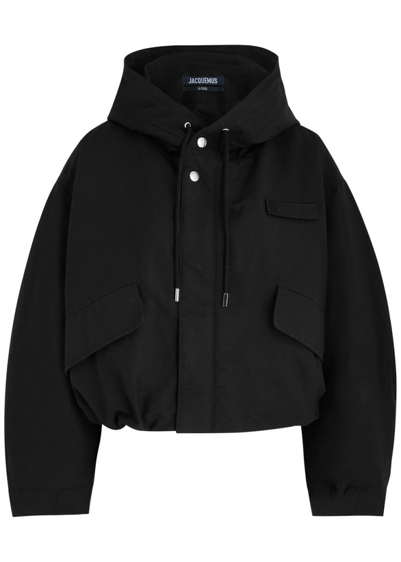 Photo: Jacquemus La Parka Courte Caraco Hooded Canvas Jacket Black