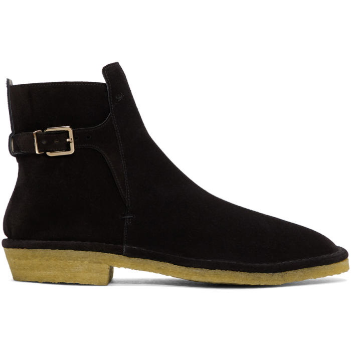 Photo: Robert Clergerie Black Suede Buckle Boots