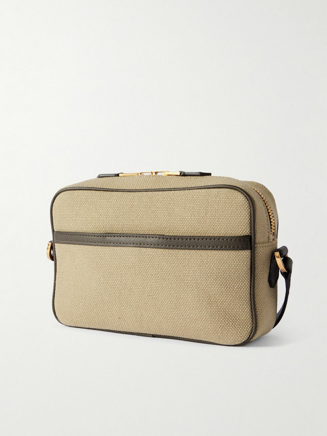 TOM FORD - Logo-Embossed Leather-Trimmed Cotton-Canvas Messenger Bag