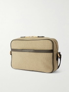 TOM FORD - Logo-Embossed Leather-Trimmed Cotton-Canvas Messenger Bag