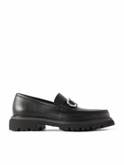 FERRAGAMO - Logo-Embellished Leather Loafers - Black