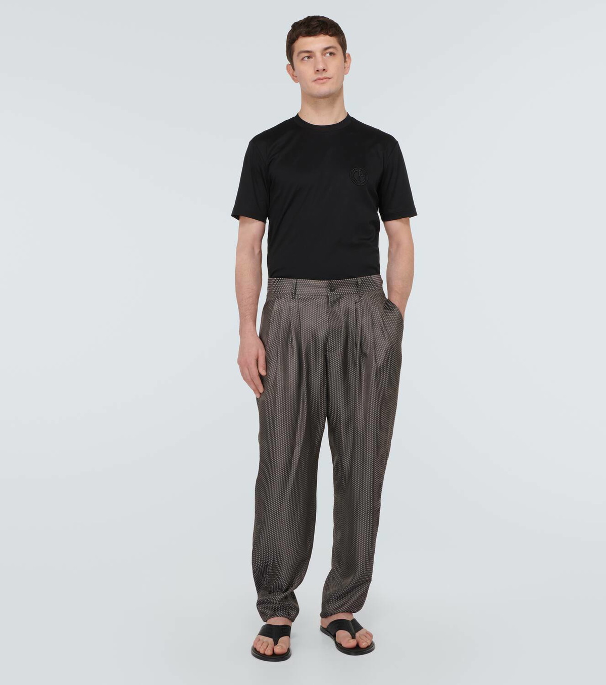 Giorgio Armani Leather-trimmed sandals