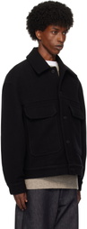 Lownn Black Wool Cashmere Workwear Jacket