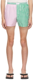 ERL Pink & Green Wide Stripe Shorts