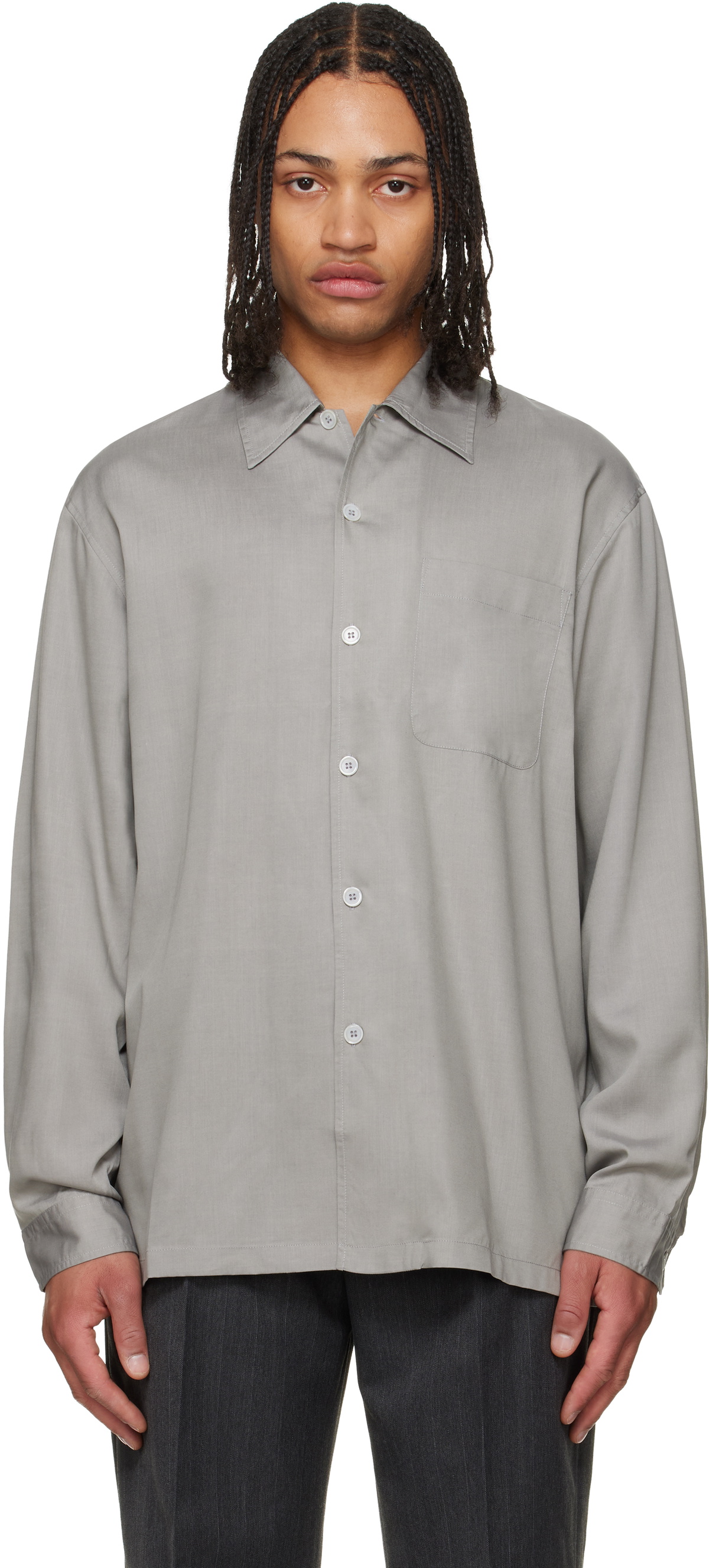 Our Legacy Men's Coco 70s Shirt in Blue Mid Mgmt Stripe Our Legacy