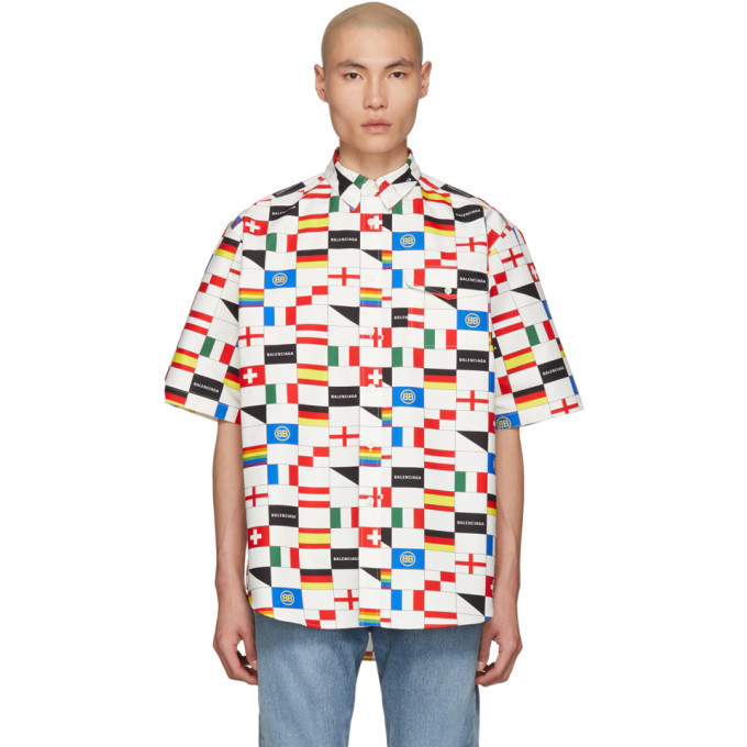 Photo: Balenciaga White and Multicolor Check LGBTQ Pocket Shirt